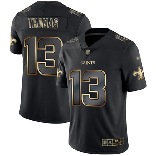 Men New Orleans Saints Limited Black Gold Michael Thomas Jersey NFL Football #13 Vapor Untouchable Jersey->new orleans saints->NFL Jersey
